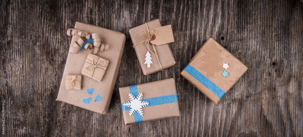 Gifts boxes in decorative wrapping paper Gifts boxes in decorative wrapping paper
