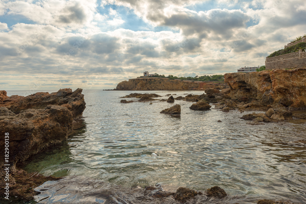 The coast of Des Canar in Ibiza, Balearic Islands