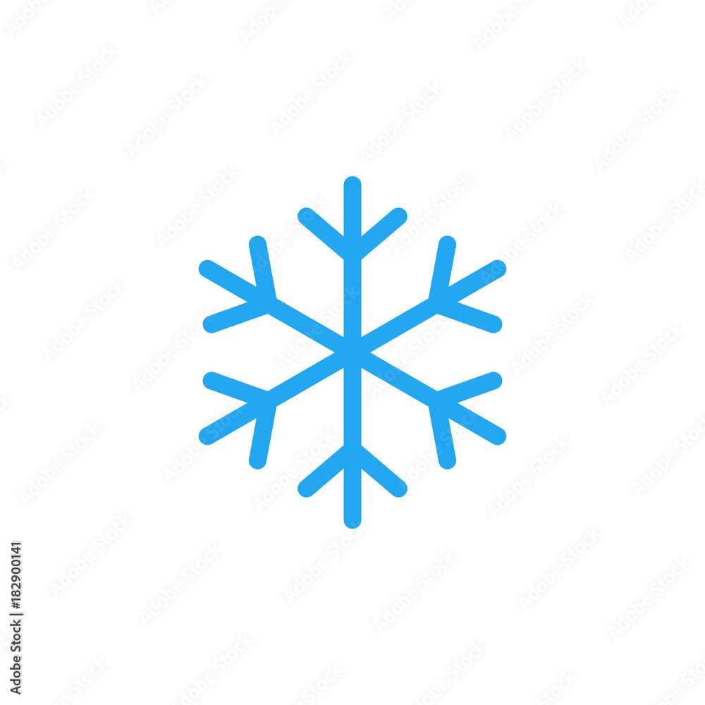 Blue Snowflake flat icon. Snow pictogram. Winter symbol. Vector illustration Blue Snowflake flat icon. Snow pictogram. Winter symbol. Vector illustration