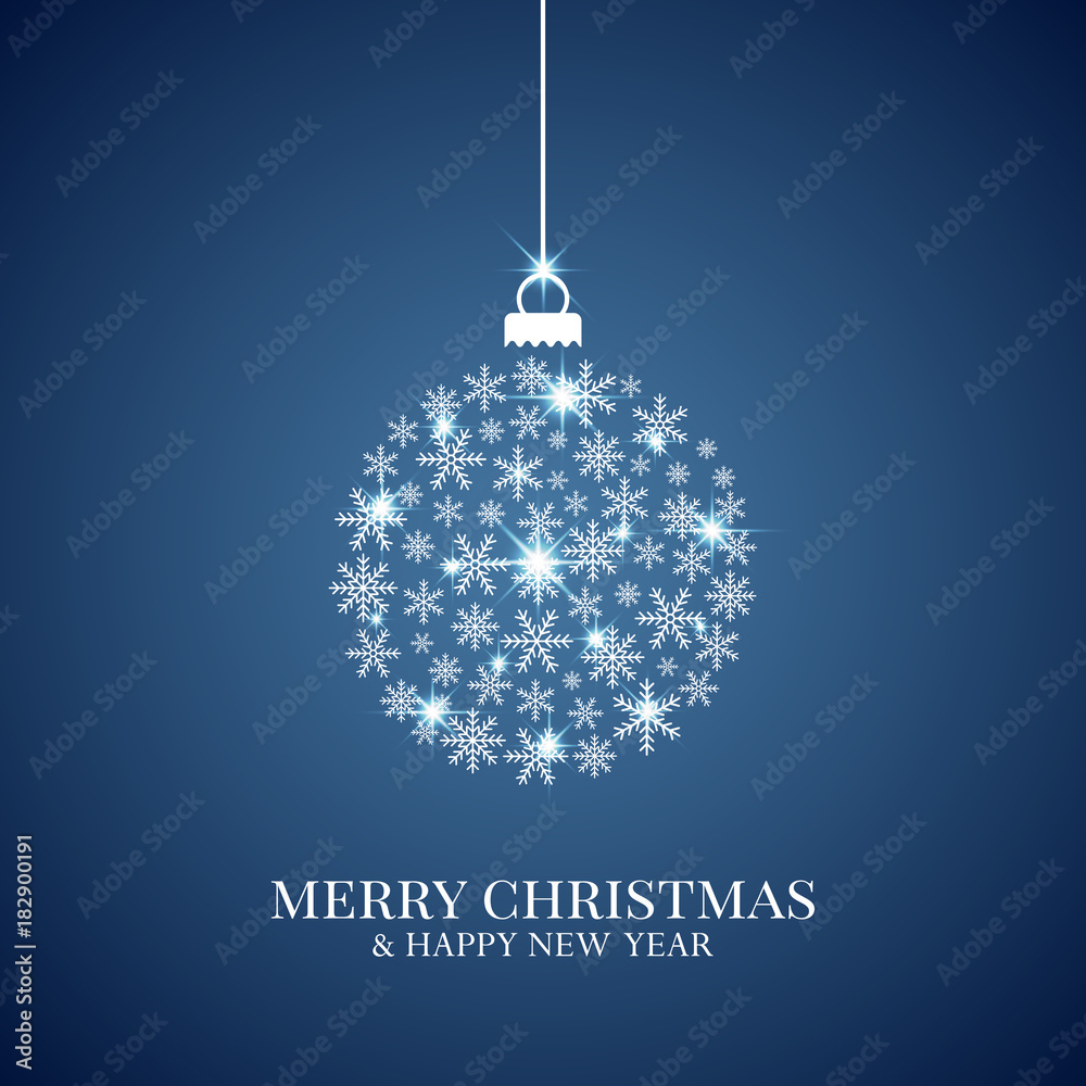 Christmas ball or bauble made from snowflakes. Christmas greeting card. Minimal abstract background. Vector illustration. Christmas ball or bauble made from snowflakes. Christmas greeting card. Minimal abstract background. Vector illustration.