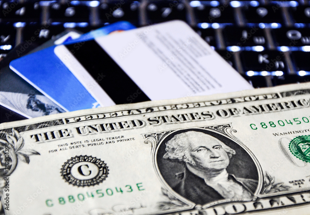 Banknote dollar and credit discont bank card Banknote dollar and credit discont bank card