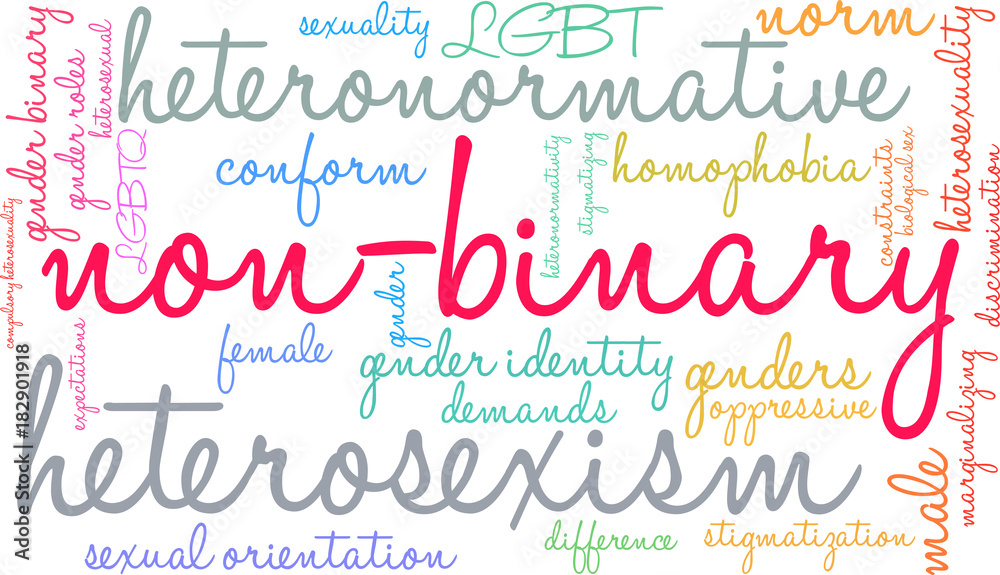 Non-Binary Word Cloud on a white background. 