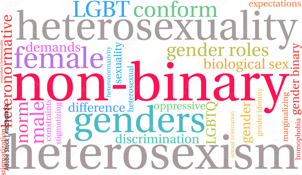 Non-Binary Word Cloud on a white background. 