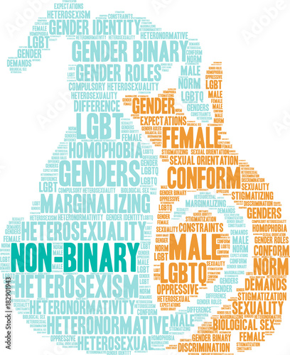 Non-Binary Word Cloud on a white background.  photo