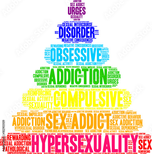 Hypersexuality Word Cloud on a white background. 