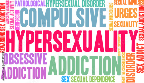 Hypersexuality Word Cloud on a white background. 