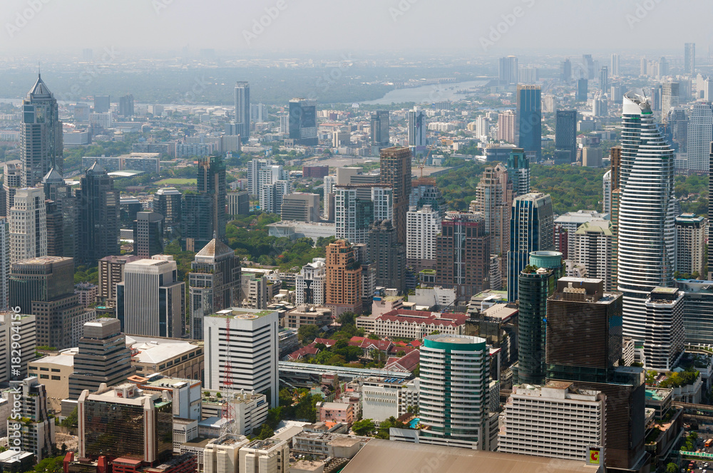 Panoramic view of the Bangkok from the observation deck, buildings, skyscrapers. Bangkok ,Thailand