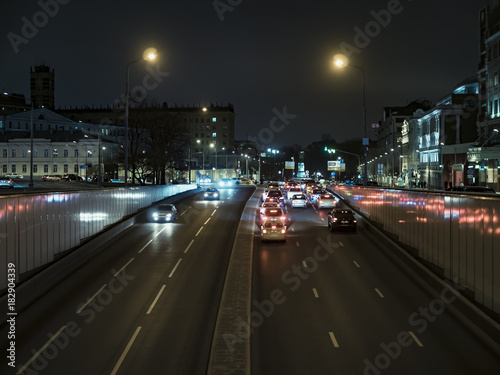 wallpaper traffic night city lights cars highway © Mihail