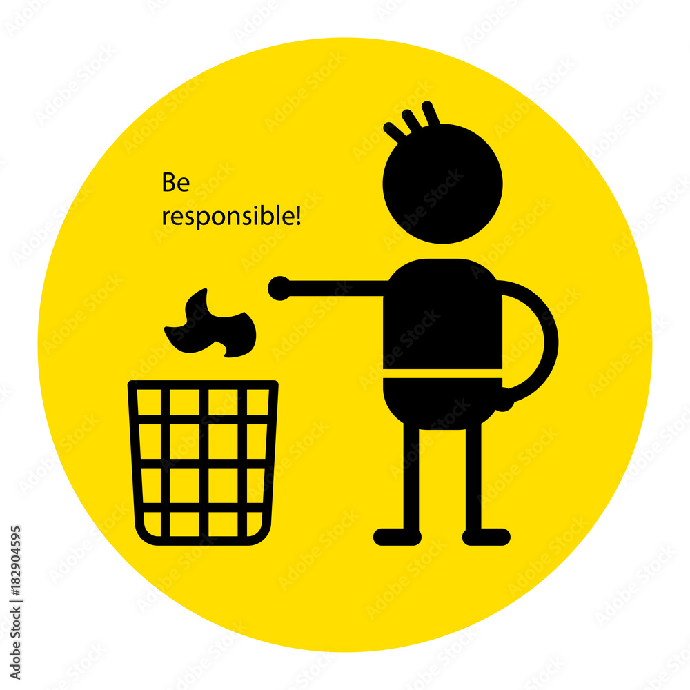 Man throwing garbage in a trash recycling bin, sign or icon. Stock Vector | Adobe Stock Man throwing garbage in a trash recycling bin, sign or icon. Stock Vector | Adobe Stock
