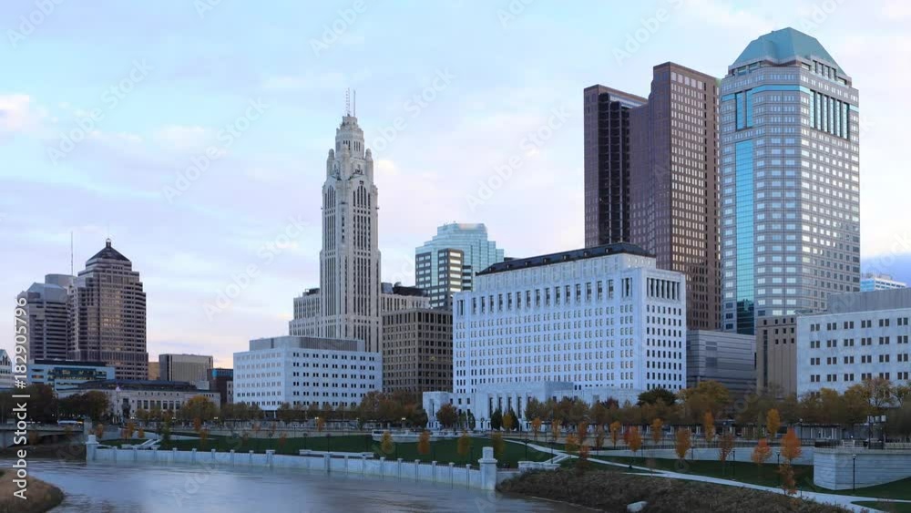 Night to day timelapse of Columbus, Ohio skyline 4K Night to day timelapse of Columbus, Ohio skyline 4K