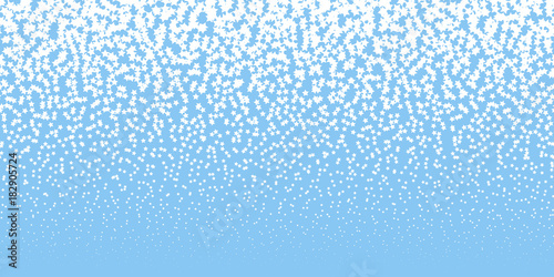 Falling Snow Horizontally Repeating Vector Border Pattern. Star Shaped Snowflakes. Winter Holiday or Christmas Background. Pattern Tile Swatch Included.