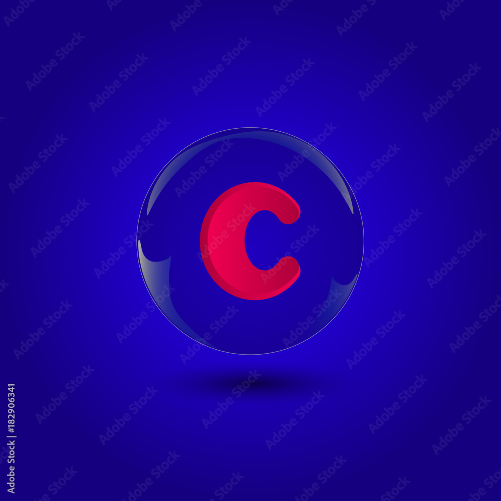 Abstract letter c logo design with glass sphere background Abstract letter c logo design with glass sphere background