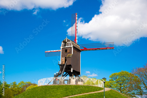 Wooden windmill in Bruges, Belgium