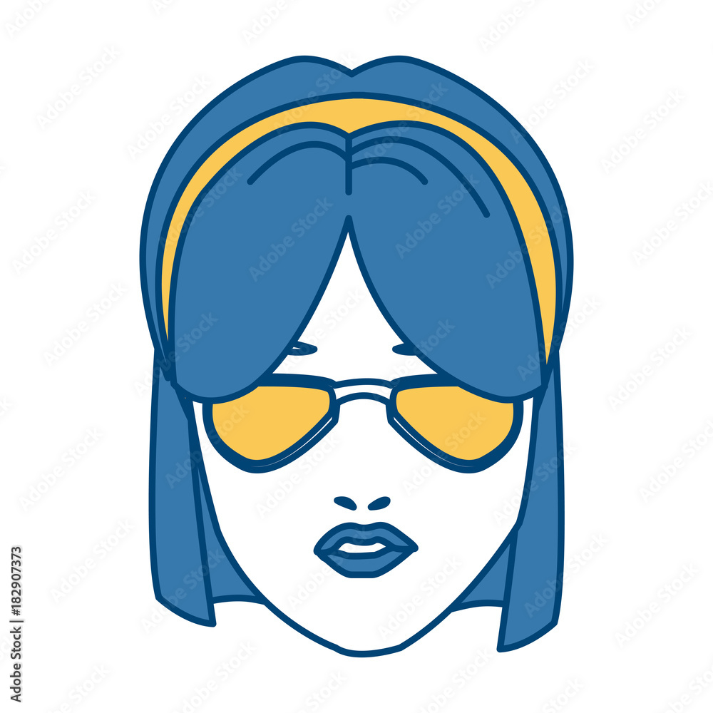 Beautiful woman face with sunglasses icon vector illustration graphic design Beautiful woman face with sunglasses icon vector illustration graphic design