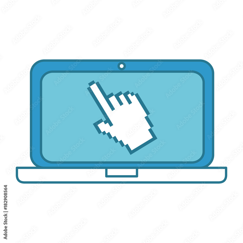 laptop computer with pointer vector illustration design laptop computer with pointer vector illustration design