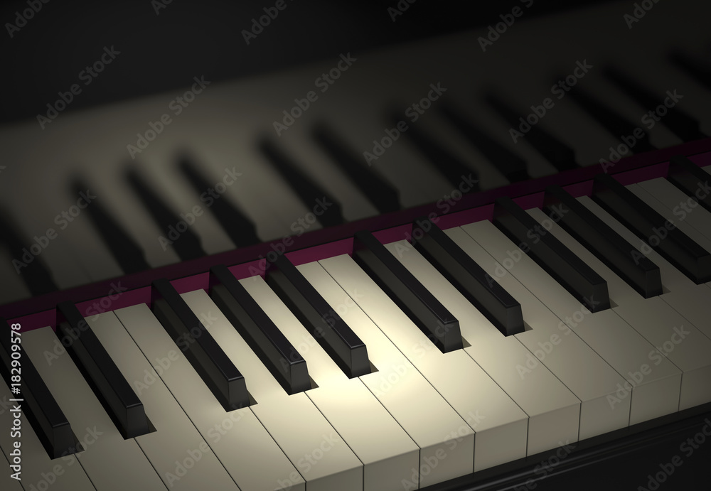 Fototapeta premium Piano keyboard (3d illustration).