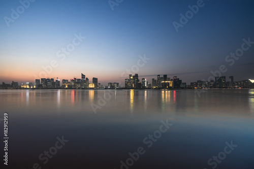 urban skyline and modern buildings at night, cityscape of China. © hallojulie