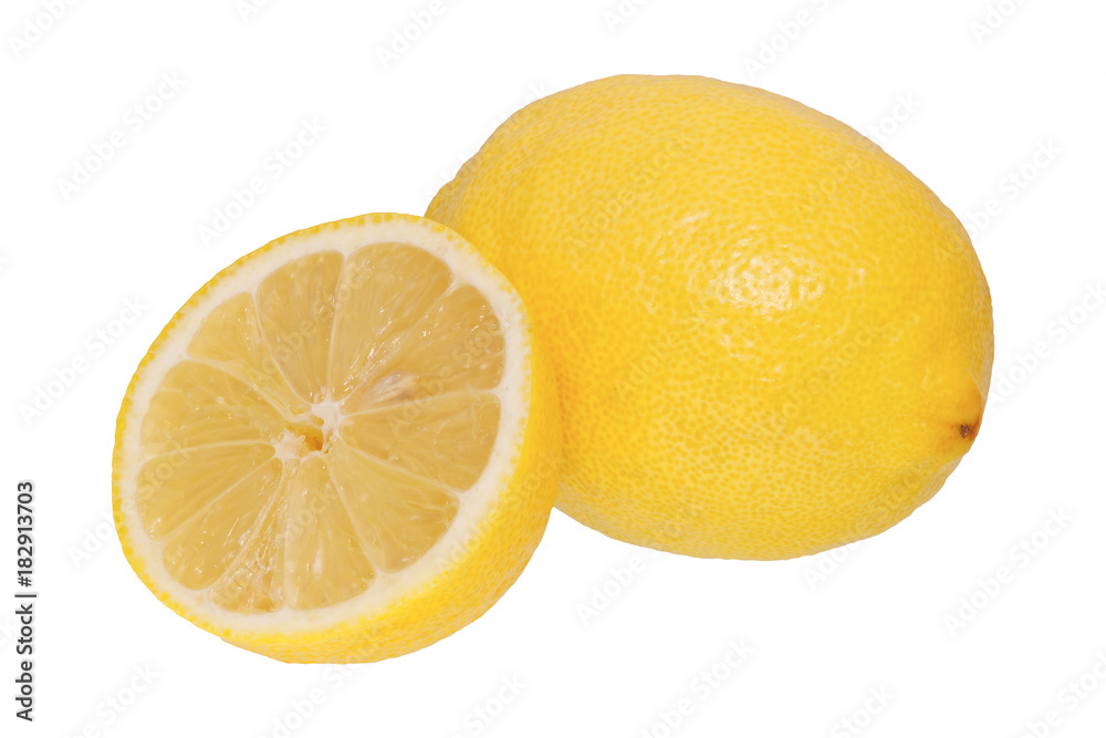 Ripe lemons ona white background
