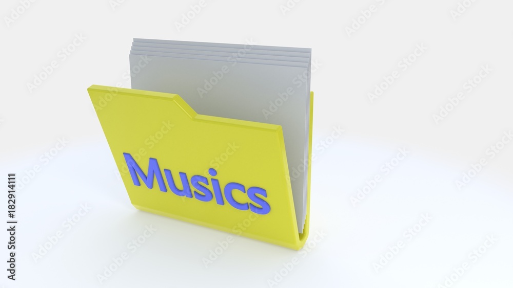 Musics folder symbol, 3d rendering Musics folder symbol, 3d rendering