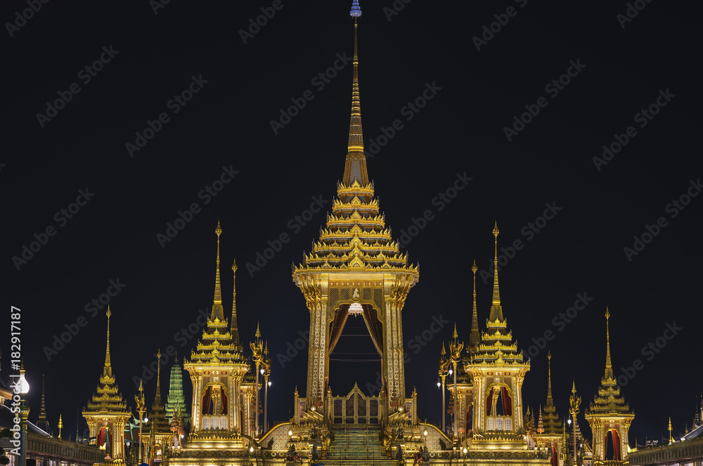 Fototapeta premium Bangkok,Thailand-November 13,2017:Royal Cremation Exhibition of His Majesty King Bhumibol Adulyadej at royal crematorium Sanam Luang