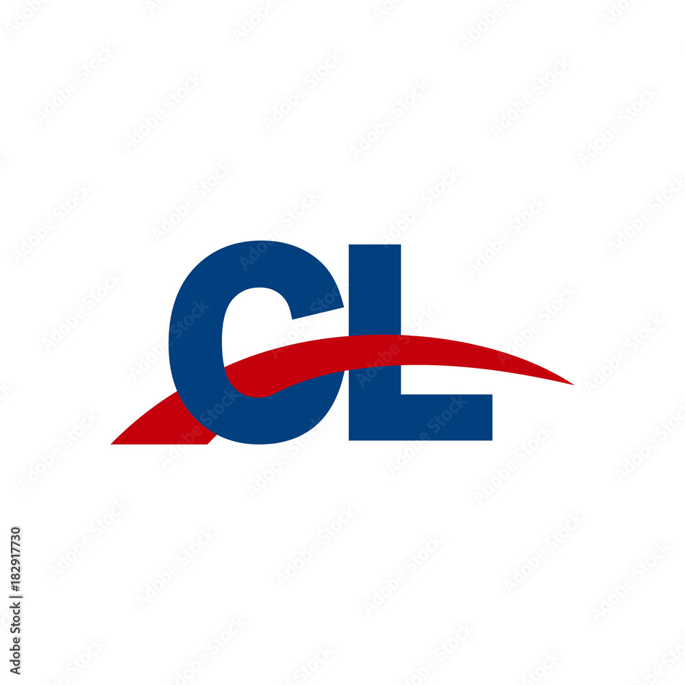 Initial letter CL, overlapping movement swoosh logo, red blue color Initial letter CL, overlapping movement swoosh logo, red blue color