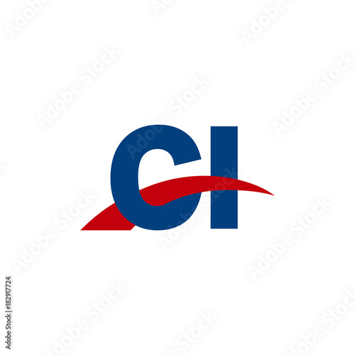 Initial letter CI, overlapping movement swoosh logo, red blue color