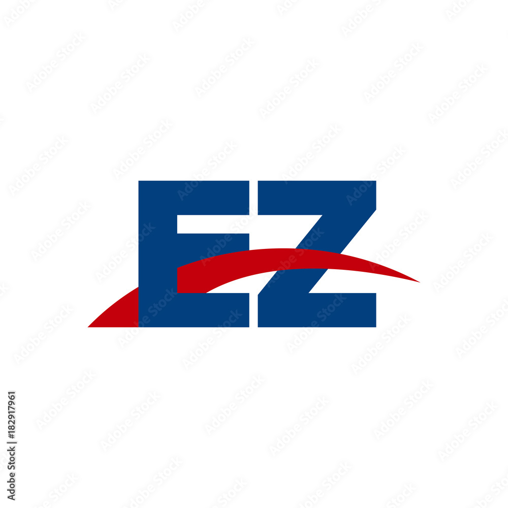 Initial letter EZ, overlapping movement swoosh logo, red blue color Initial letter EZ, overlapping movement swoosh logo, red blue color