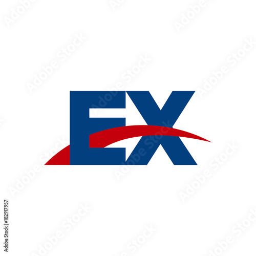 Free Download Initial letter EX, overlapping movement swoosh logo, red blue color - GFXLoad