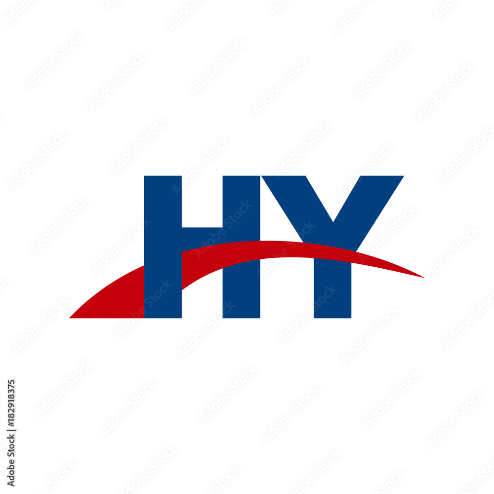 Initial letter HY, overlapping movement swoosh logo, red blue color Initial letter HY, overlapping movement swoosh logo, red blue color