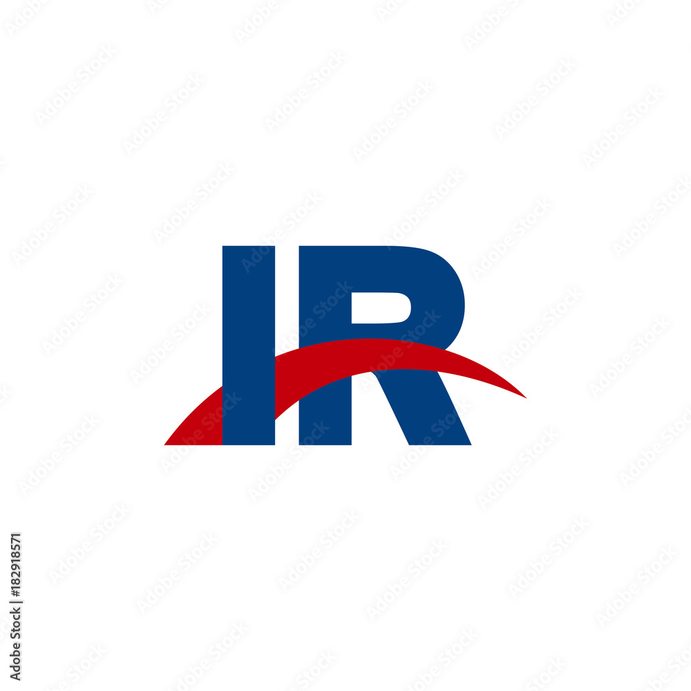 Initial letter IR, overlapping movement swoosh logo, red blue color Initial letter IR, overlapping movement swoosh logo, red blue color