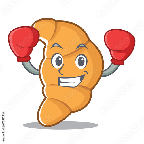 Boxing croissant character cartoon style