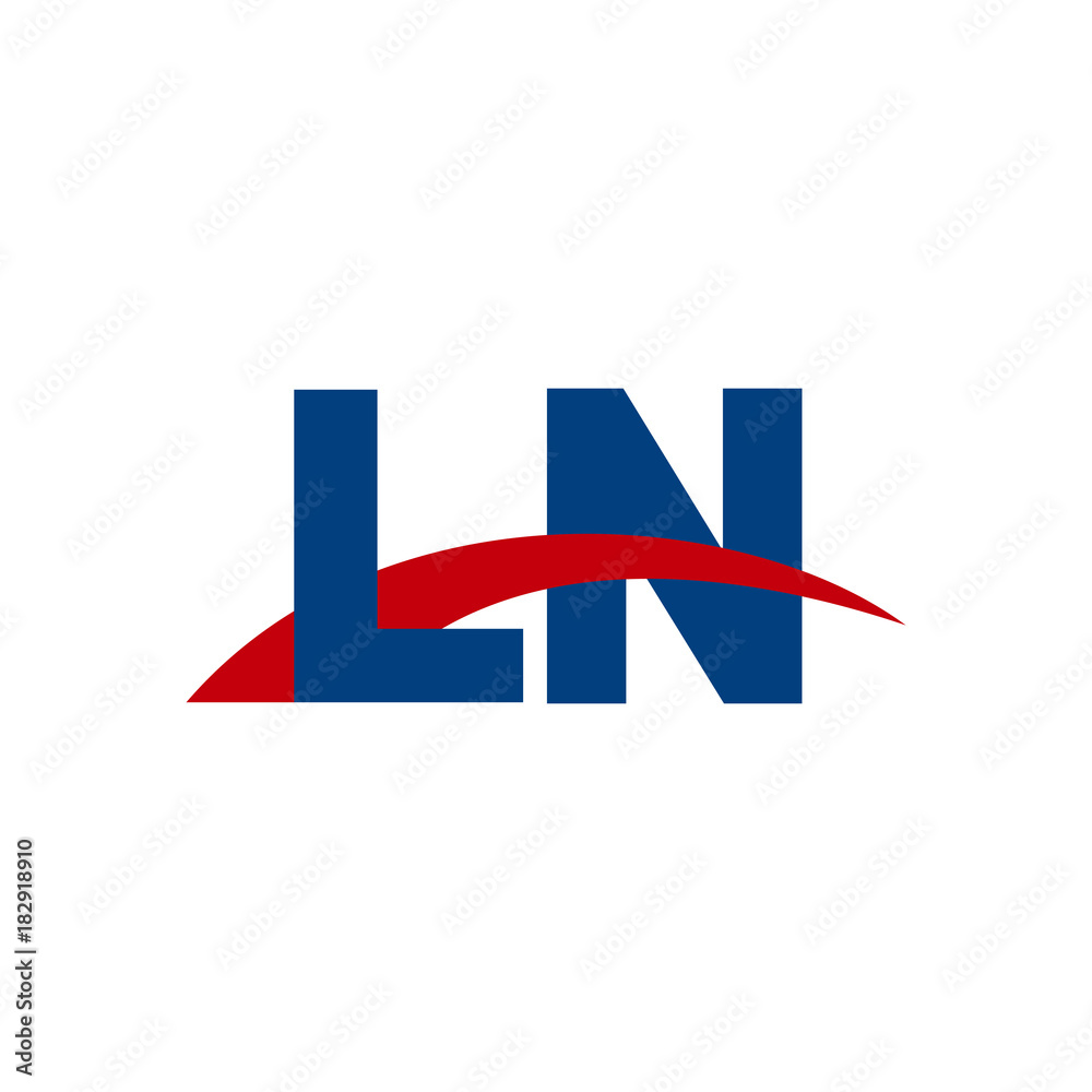 Initial letter LN, overlapping movement swoosh logo, red blue color Initial letter LN, overlapping movement swoosh logo, red blue color