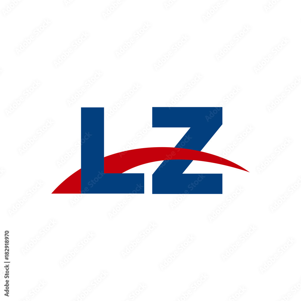 Initial letter LZ, overlapping movement swoosh logo, red blue color Initial letter LZ, overlapping movement swoosh logo, red blue color