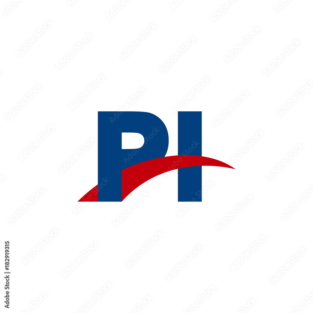 Initial letter PI, overlapping movement swoosh logo, red blue color Initial letter PI, overlapping movement swoosh logo, red blue color
