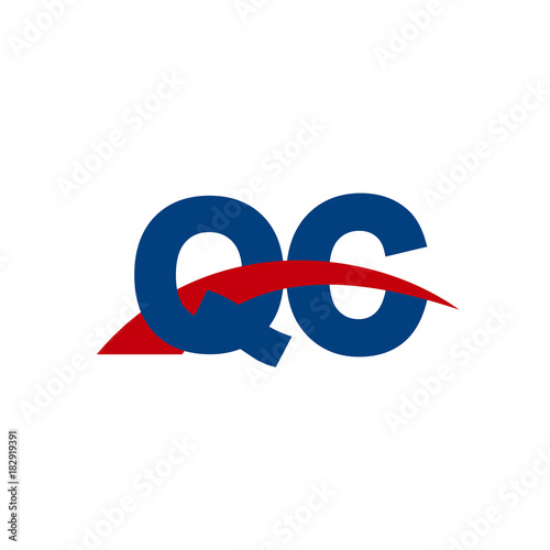 Free Download Initial letter QC, overlapping movement swoosh logo, red blue color - GFXLoad