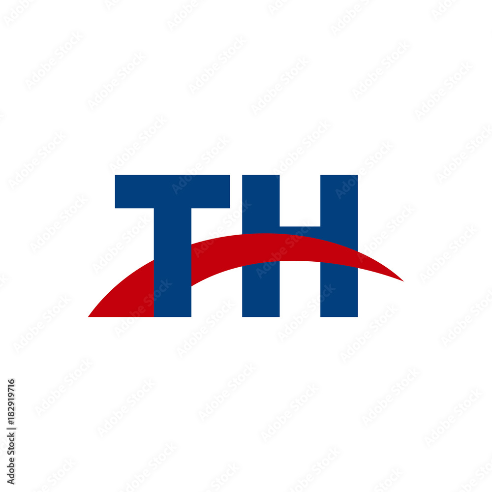 Initial letter TH, overlapping movement swoosh logo, red blue color Initial letter TH, overlapping movement swoosh logo, red blue color