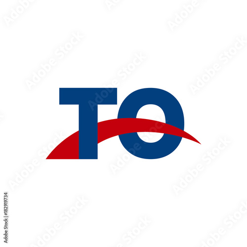 Initial letter TO, overlapping movement swoosh logo, red blue color