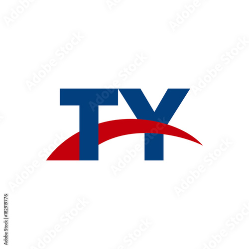 Free Download Initial letter TY, overlapping movement swoosh logo, red blue color - GFXLoad