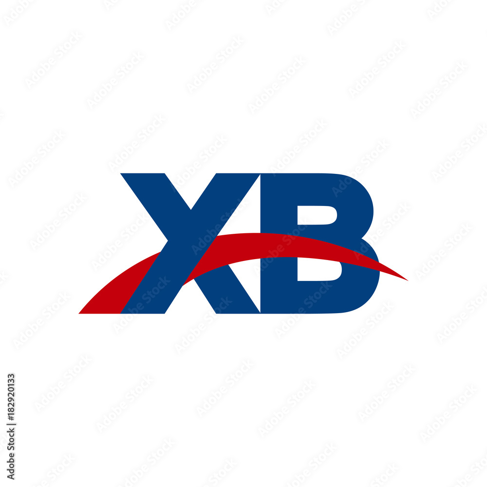 Initial letter XB, overlapping movement swoosh logo, red blue color Initial letter XB, overlapping movement swoosh logo, red blue color