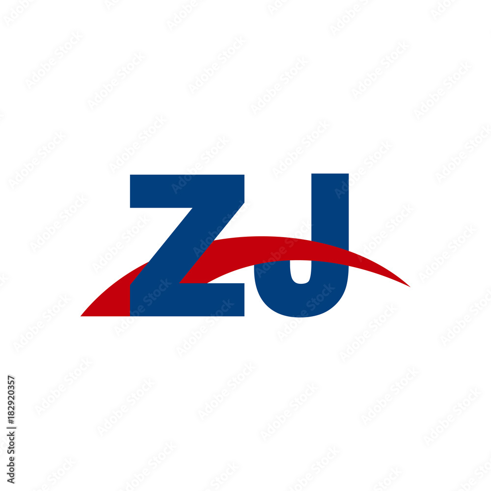 Initial letter ZJ, overlapping movement swoosh logo, red blue color Initial letter ZJ, overlapping movement swoosh logo, red blue color