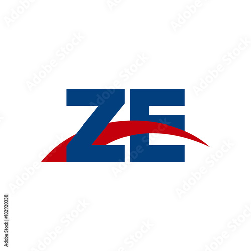 Free Download Initial letter ZE, overlapping movement swoosh logo, red blue color - GFXLoad