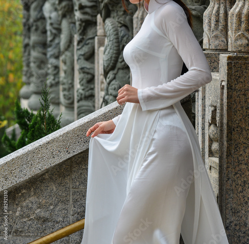 A woman in Vietnamese traditional dress photo