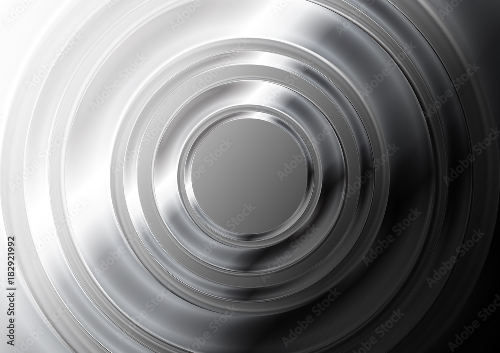 Obraz premium Black and white glossy metallic circles abstract background