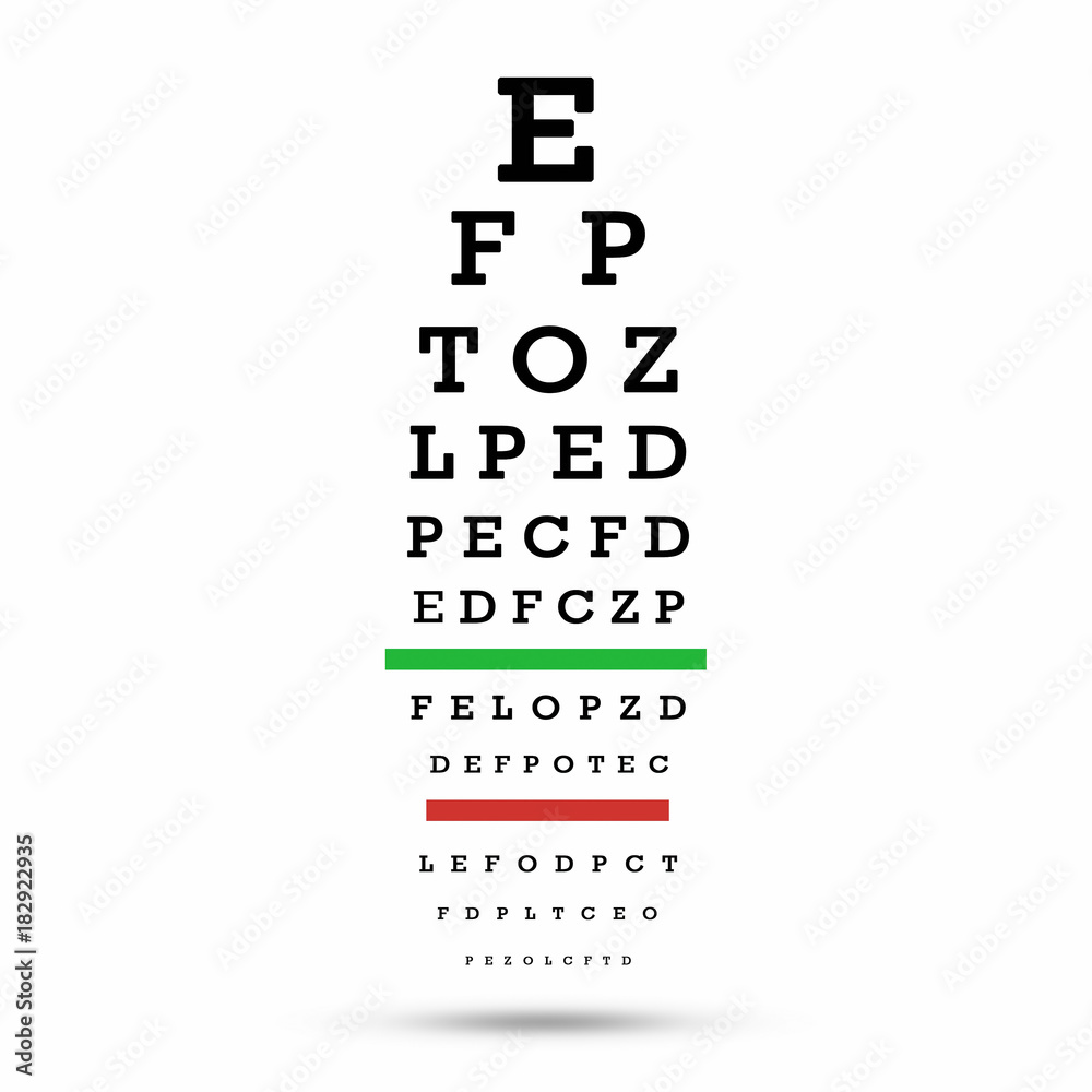Eye test chart. The testing board. with clipping path Stock ...