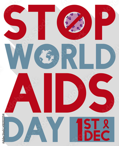 Banning HIV Virus and Globe to Celebrate World AIDS Day  Vector Illustration