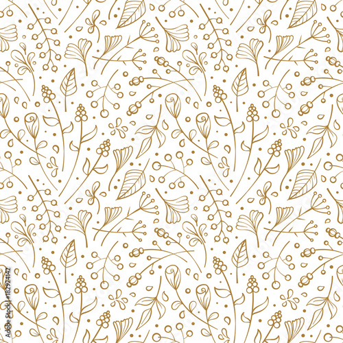 Flowers and herbs seamless pattern