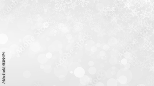 Abstract Sparkling Snowflakes and Bokeh White and Gray Vector Backgrounds