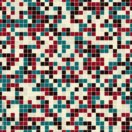 Abstract seamless pattern, Background, Multicolored geometric elements arranged on white, Graphic mosaic.