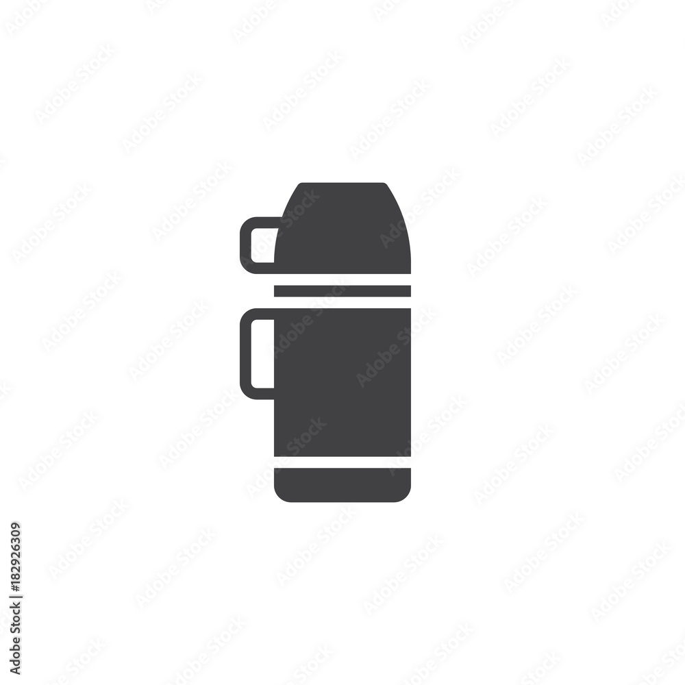 Thermos icon vector, filled flat sign, solid pictogram isolated on white.  Vacuum flask symbol, logo illustration. Stock Vector