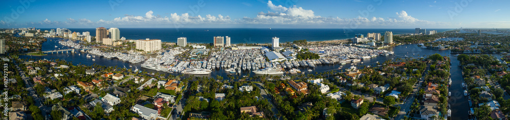 Aerial panorama Fort Lauderdale International Boat Show 2017